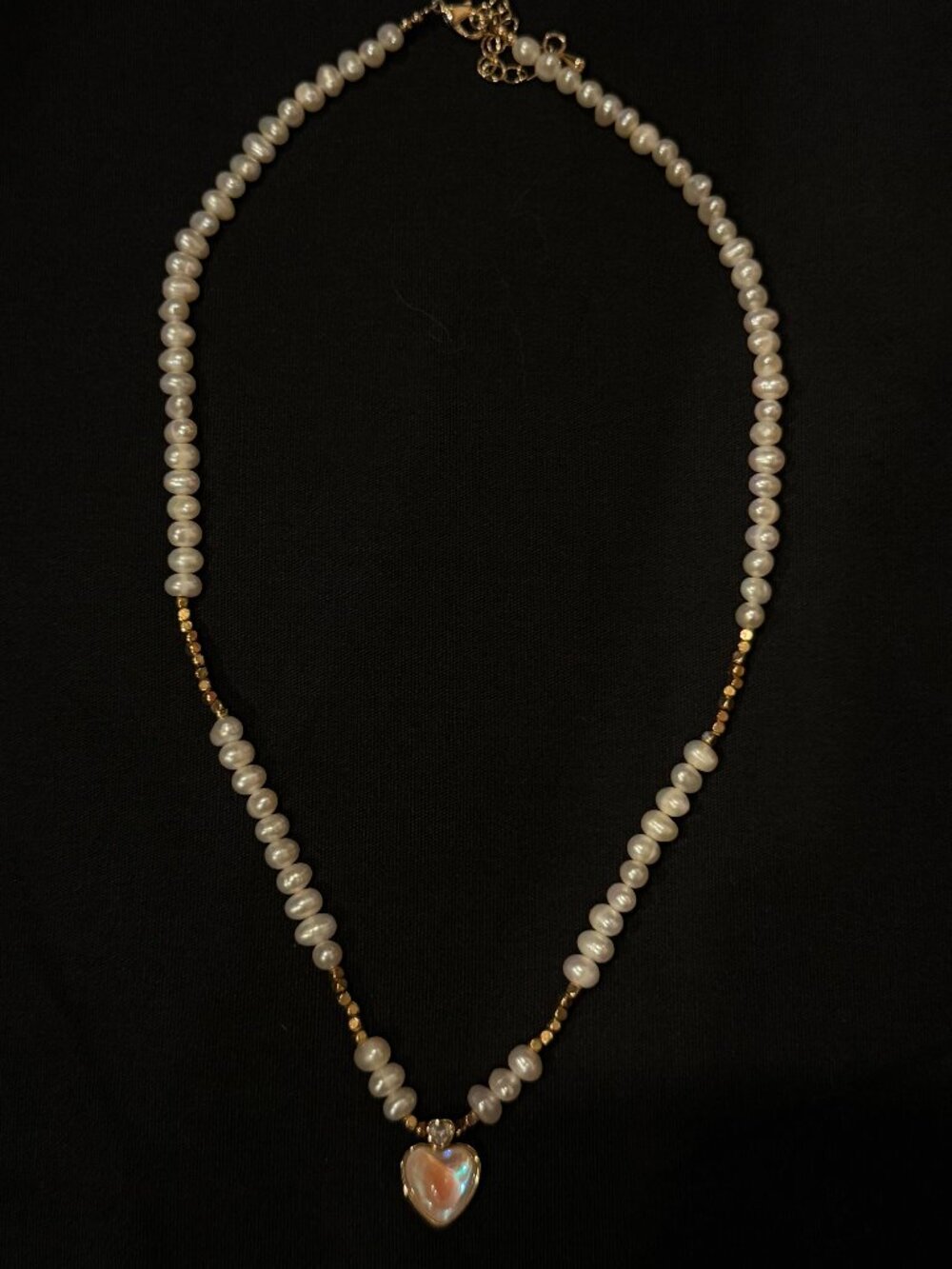 Vintage Pearl Moonstone Heart Necklace